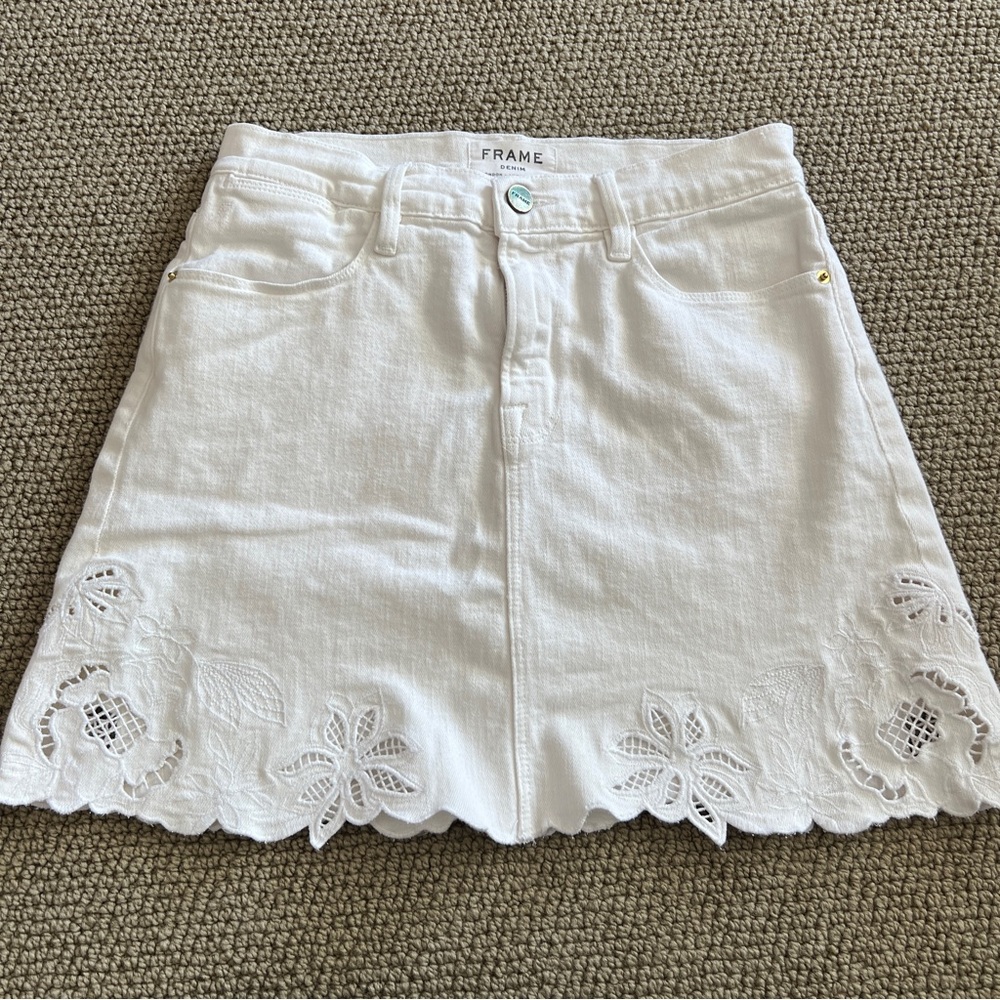 Frame Denim Ivory Floral Mini Skirt